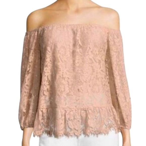 Bcbgmaxazaria Off Shoulder Lace Sheer Top Blouse Size Small - Picture 1 of 9